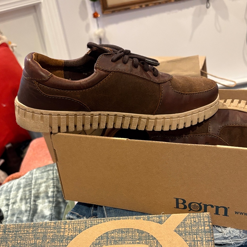 Born Dark Brown Oxfords with Tan Soles